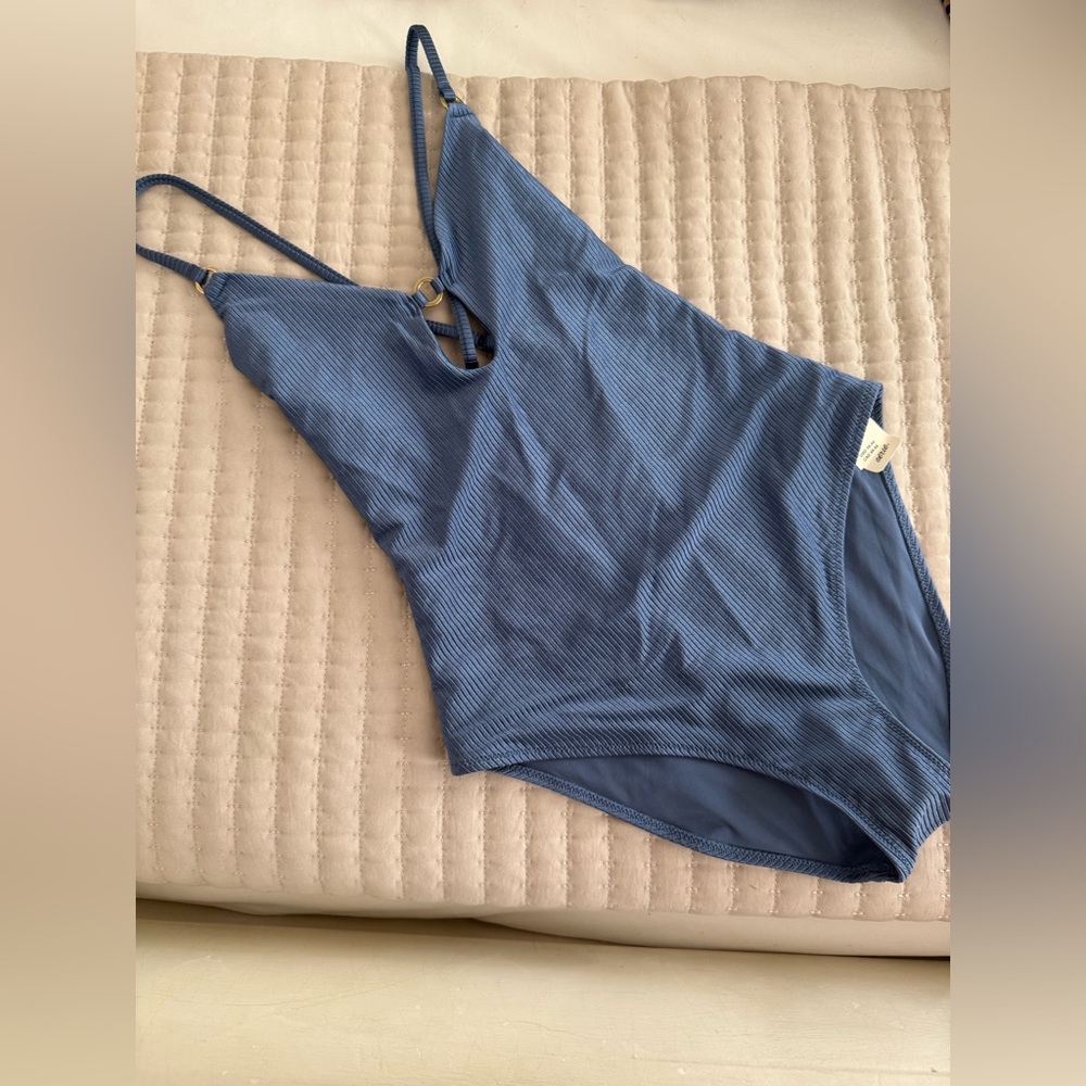 Aerie Ribbed Blue One-Piece Swimsuit